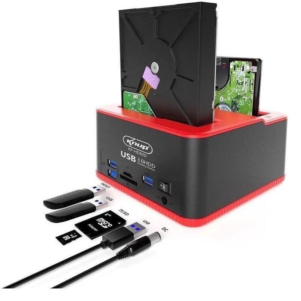 Dock Station Case Para 2 Hd Sata Pendrive Sd Usb 3.0 Kp-hd820 - 2