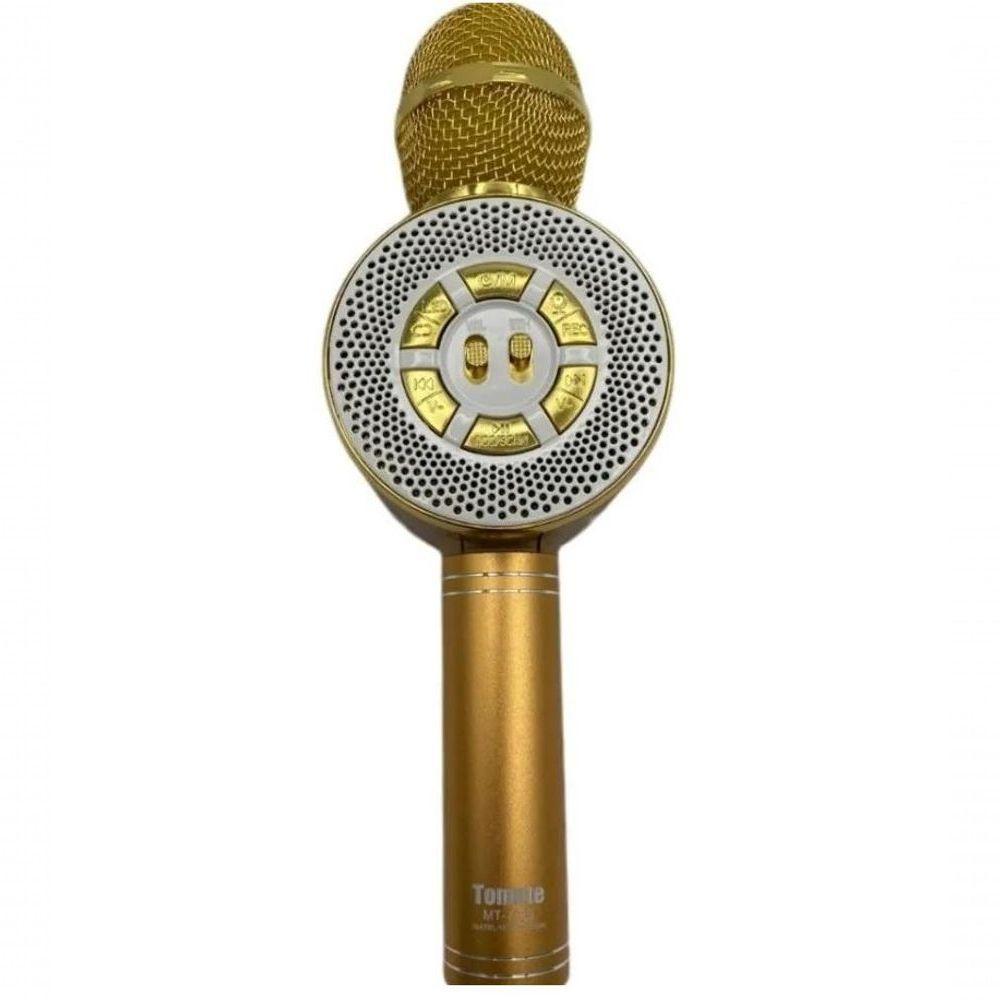 Microfone Karaokê Bluetooth Sd Usb Com 4 Efeitos De Voz Ws-669 Dourado - 3