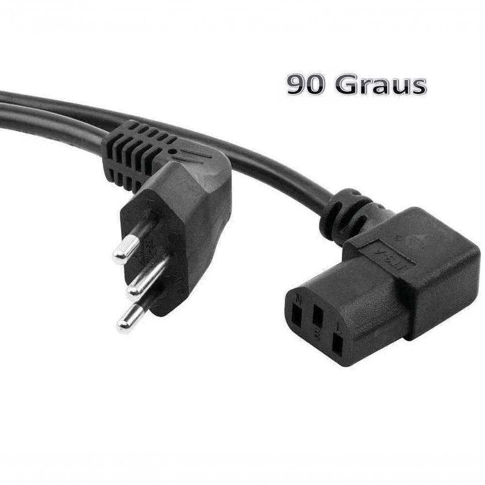 Cabo Força Tripolar Para Pc Tv Monitor Conector 90º Em L - 1,5 Mts - 1