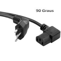 Cabo Força Tripolar Para Pc Tv Monitor Conector 90º Em L - 1,5 Mts - 1