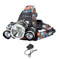 Lanterna Cabeça Triplo T6 3 Led Cree Profissional Swat Tática 2 Baterias - 1