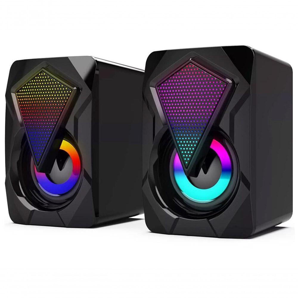 Caixa Caixinha De Som Gamer Rgb Para Pc Notebook Tv 6w Kp-ro800 - 1