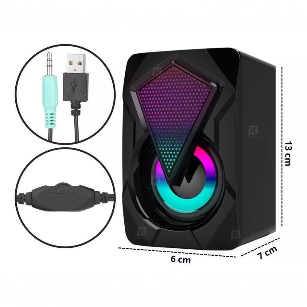 Caixa Caixinha De Som Gamer Rgb Para Pc Notebook Tv 6w Kp-ro800 - 3