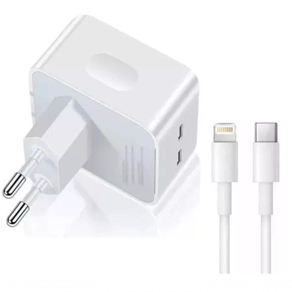Carregador Turbo Duplo Usb-c Compativel Ipad E Iphone 12 13 14 - 40w - 1