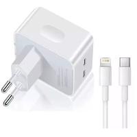 Carregador Turbo Duplo Usb-c Compativel Ipad E Iphone 12 13 14 - 40w - 1