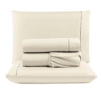 Kit C- 4 Jogos Cama Lençol Unique Casal Padrão Micro Percal 400 Fios Ponto Palito 4 Peças - Avelã E - 5