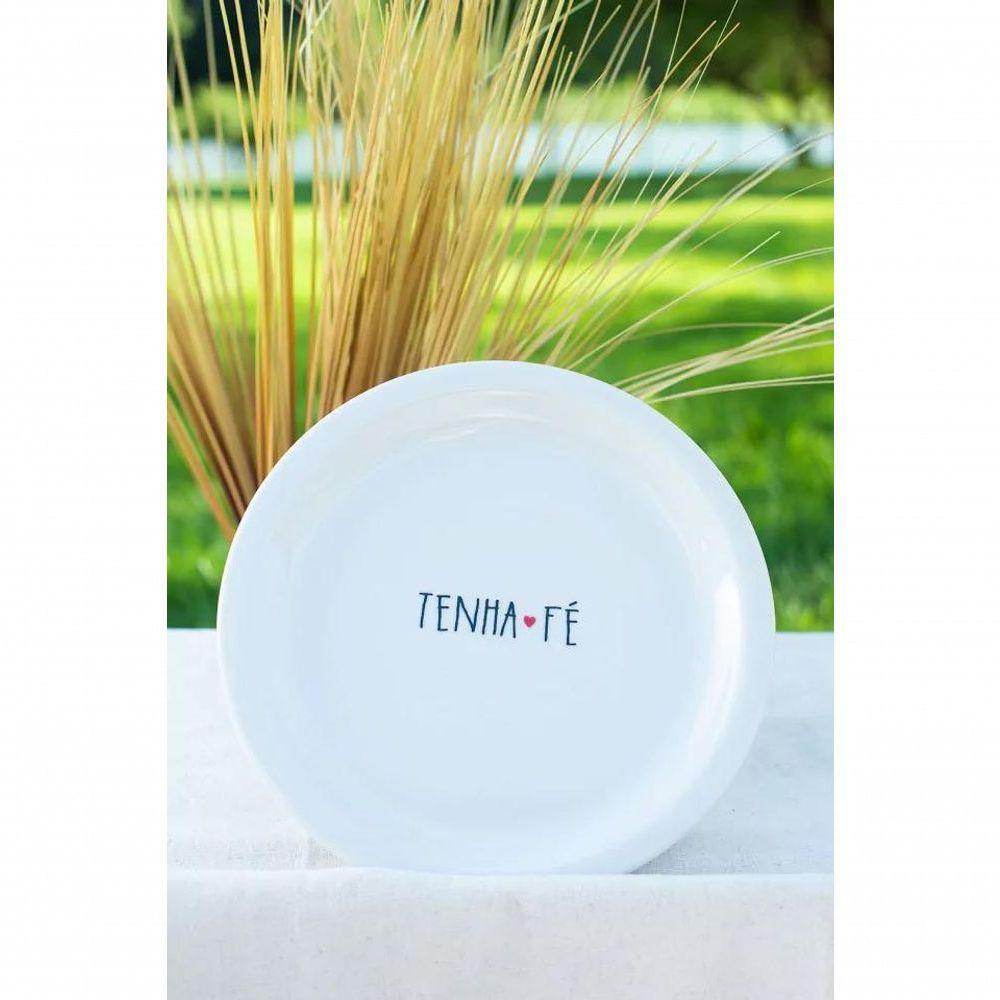 Prato Sobremesa Tenha Fé Em Porcelana Para Presente - 3