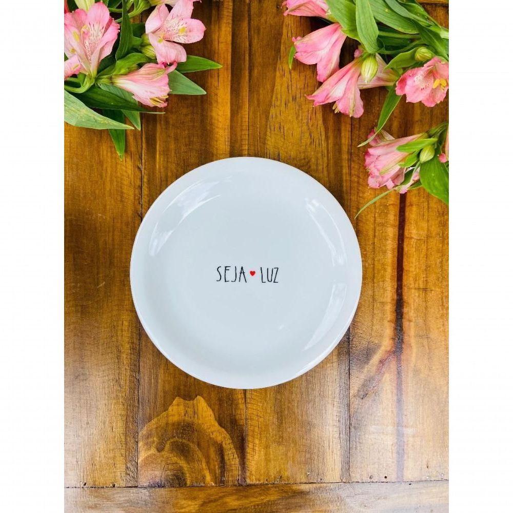 Prato Sobremesa Seja Luz Em Porcelana Para Presente - 3