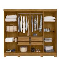 Guarda Roupa Casal Com 8 Portas Com Espelho 4 Gavetas Freijo / Cinza Diplomata - Moval - 3