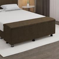 Baú Sapateira Estofada Casal 140 Cm Terra Veludo Skybox Cor Marrom - 1