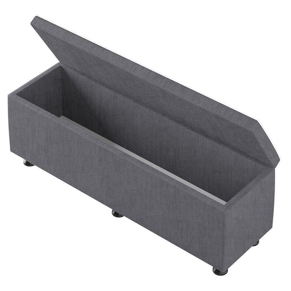 Baú Sapateira Estofada Casal 140 Cm Terra Veludo Skybox Cor Cinza - 6