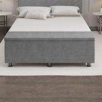 Baú Sapateira Estofada Casal 140 Cm Terra Veludo Skybox Cor Cinza - 5