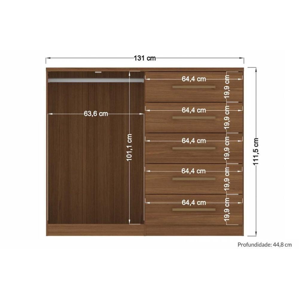 Cômoda Casal Malaga 2.5 2 Portas e 5 Gavetas jatoba/Areia - Santos Andirá - 2