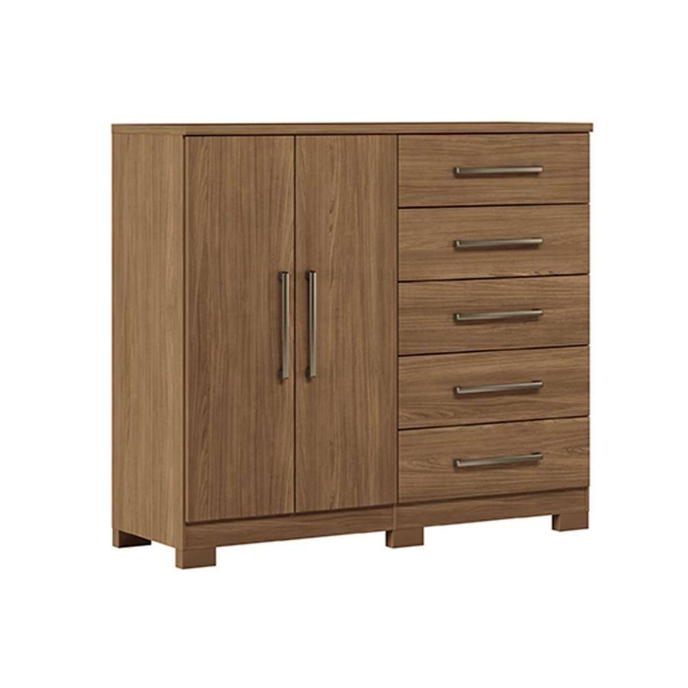 Cômoda Casal Malaga 2.5 2 Portas e 5 Gavetas c/ Pés Jatoba - Santos Andirá - 2