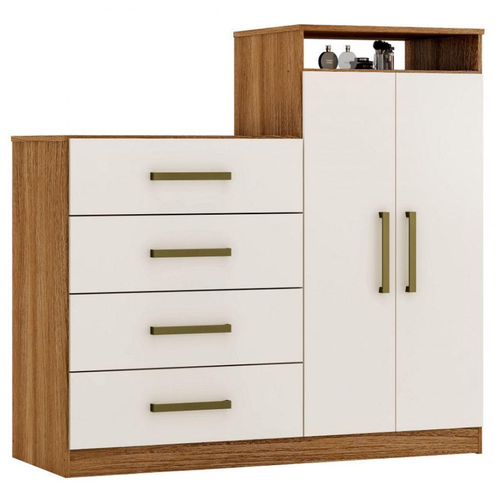 Cômoda Demobile 2 Portas 4 Gavetas Aurea Amendola/off Wh - 4