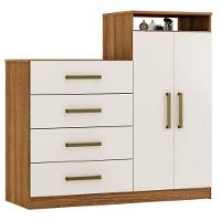 Cômoda Demobile 2 Portas 4 Gavetas Aurea Amendola/off Wh