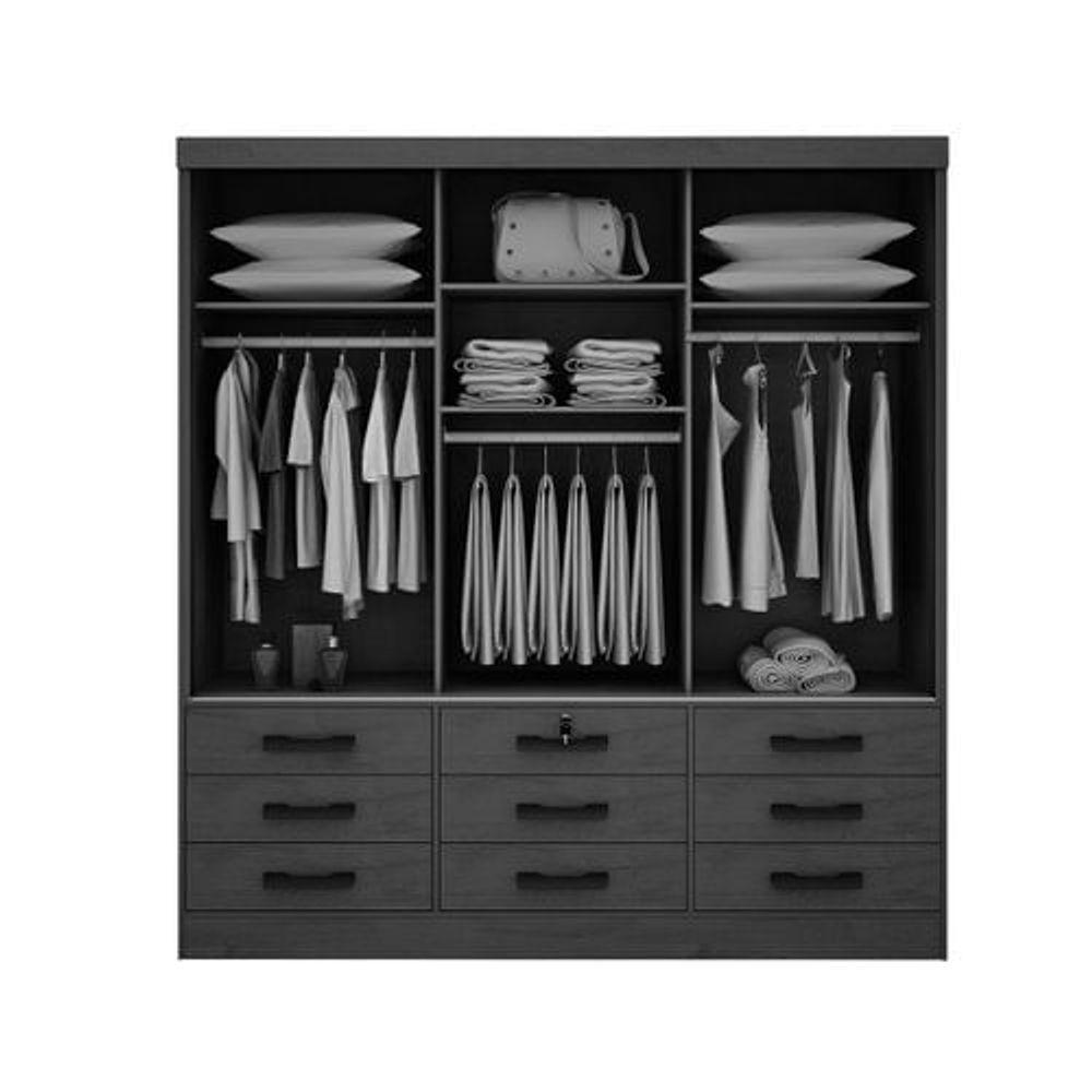 Guarda-Roupas 3 Portas 9 Gavetas Com Espelho Cinamomo - 2
