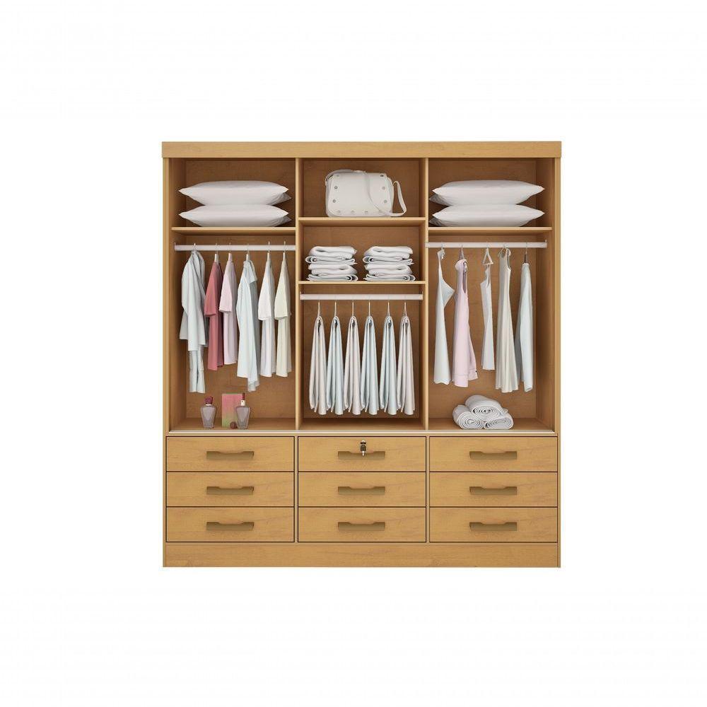 Guarda-Roupas 3 Portas 9 Gavetas Com Espelho Cinamomo - 6