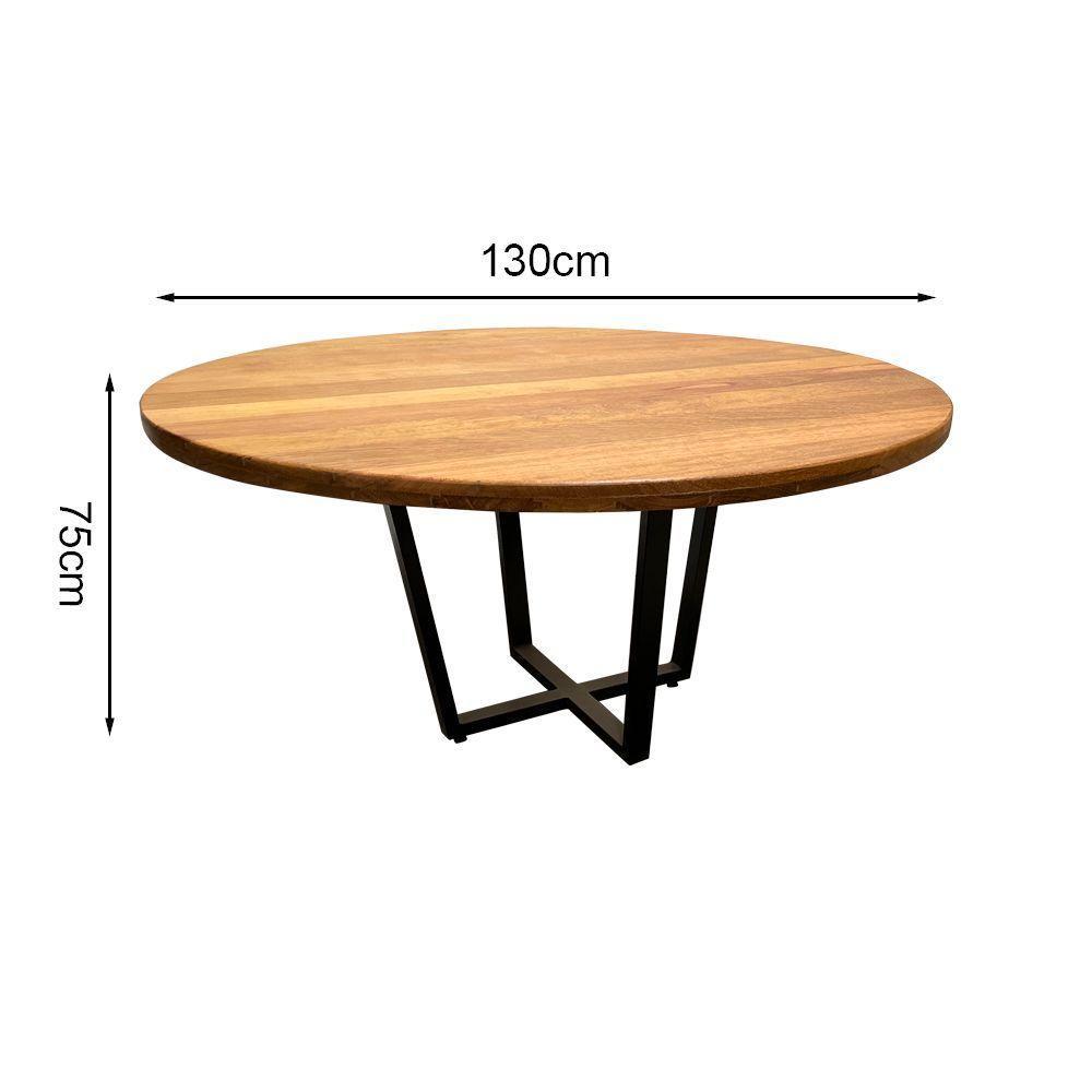 Conjunto Mesa De Jantar 1,30 Industrial Redonda Com 4 Cadeiras New Alegra Pretas Marrom - 3