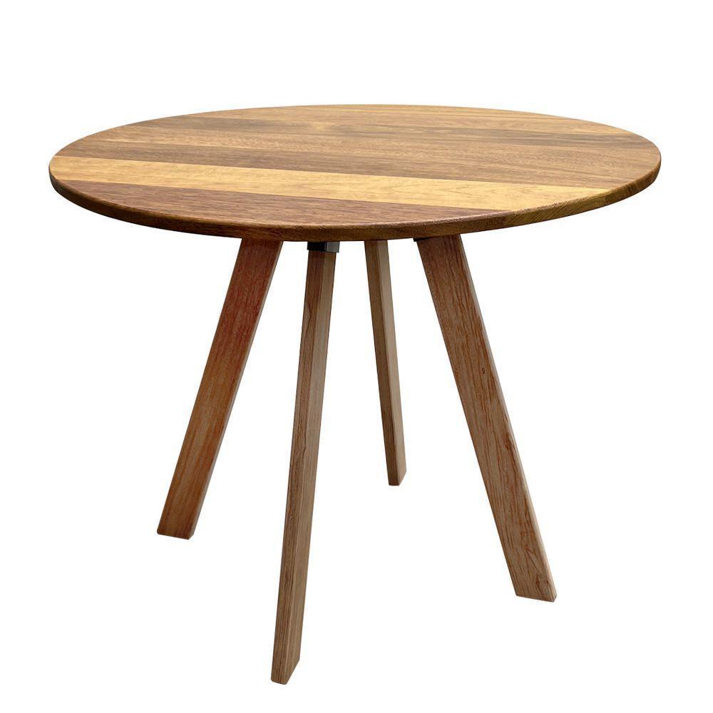 Conjunto De Mesa Eiffel Industrial 90 Cm Com 2 Cadeiras Detroit Madeira Maciça Natural E Ferro Preto Marrom - 3
