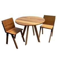Conjunto De Mesa Eiffel Industrial 90 Cm Com 2 Cadeiras Detroit Madeira Maciça Natural E Ferro Preto Marrom - 1