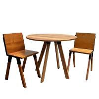 Conjunto De Mesa Eiffel Industrial 90 Cm Com 2 Cadeiras Detroit Madeira Maciça Natural E Ferro Preto Marrom - 2