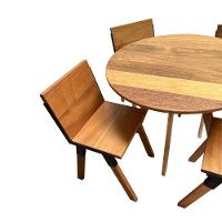 Conjunto De Mesa Eiffel Industrial 90 Cm Com 4 Cadeiras Detroit Madeira Maciça Natural E Ferro Preto Marrom - 2