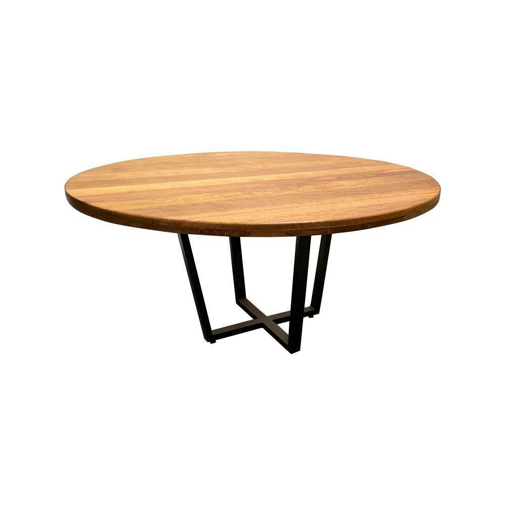 Conjunto Mesa De Jantar 1,50 Industrial Redonda Com 6 Cadeiras New Alegra Pretas Marrom - 5
