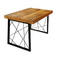 Mesa Eiffel Paris Estilo Industrial Madeira Maciça E Ferro 1,80m X 0,90m Marrom - 1