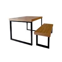 Conjunto Mesa Industrial Bernardo 2,20m Ferragem Preta Com Banco Industrial Bernardo Preto - 1