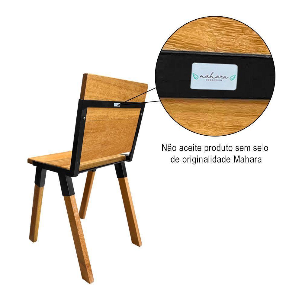 Conjunto Mesa Industrial Bernardo Madeira Maciça 2,00mx90cm C- Ferragem Preta E 6 Cadeiras Detroit Marrom - 3