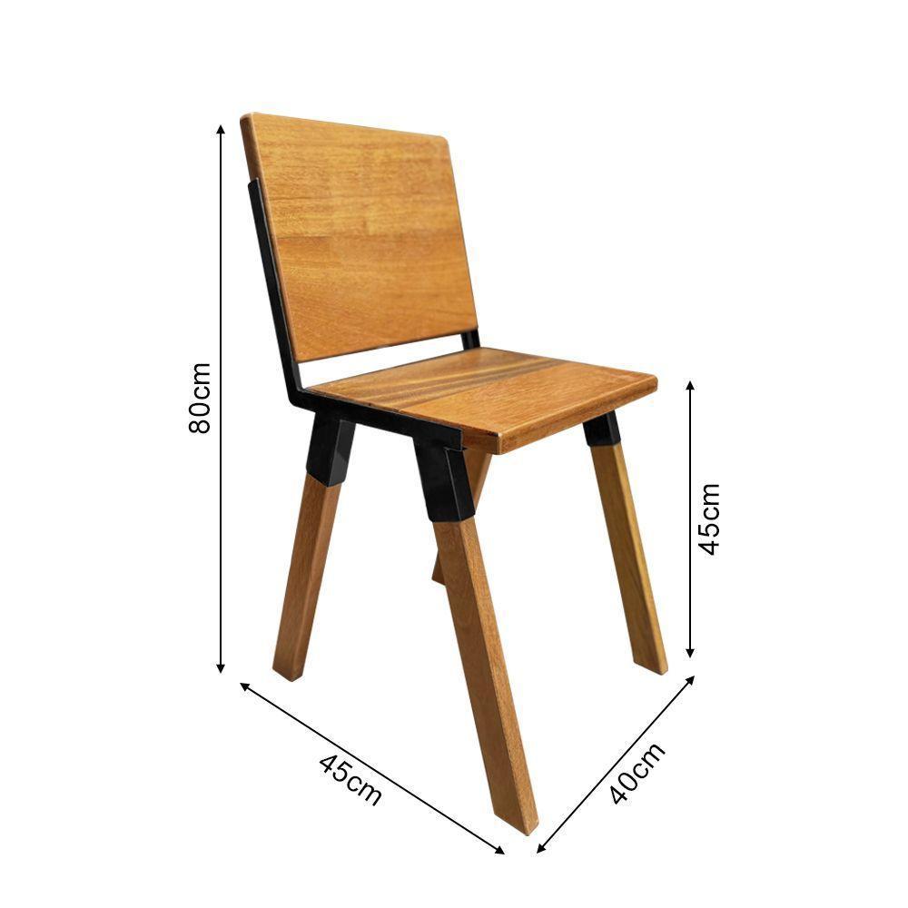 Conjunto Mesa Industrial Bernardo Madeira Maciça 2,00mx90cm C- Ferragem Preta E 6 Cadeiras Detroit Marrom - 5