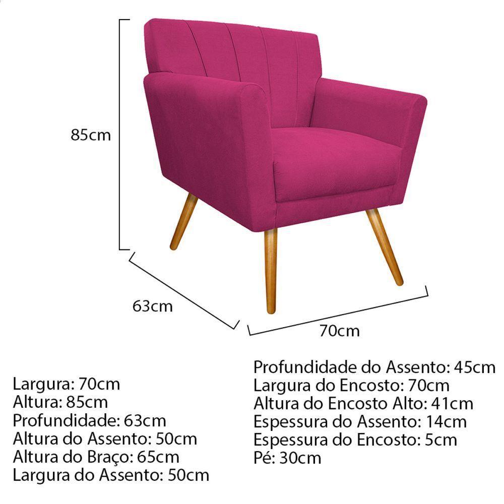 Kit Diva Recamier Vanessa 140Cm Lado Esquerdo E 02 Poltronas Laura Suede Cor Pink - 4