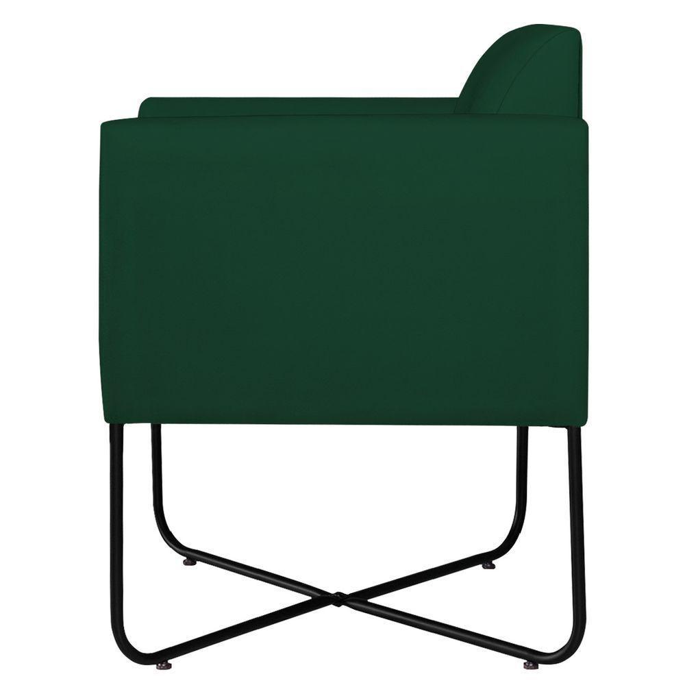 Kit 02 Poltronas Decorativas Andréia Base X Preta Suede Cor Verde - 6