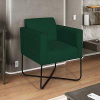 Kit 02 Poltronas Decorativas Andréia Base X Preta Suede Cor Verde