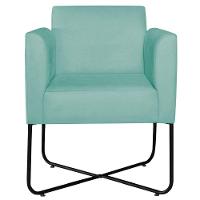 Kit 02 Poltronas Decorativas Andréia Base X Preta Suede Cor Azul Tiffany - 2