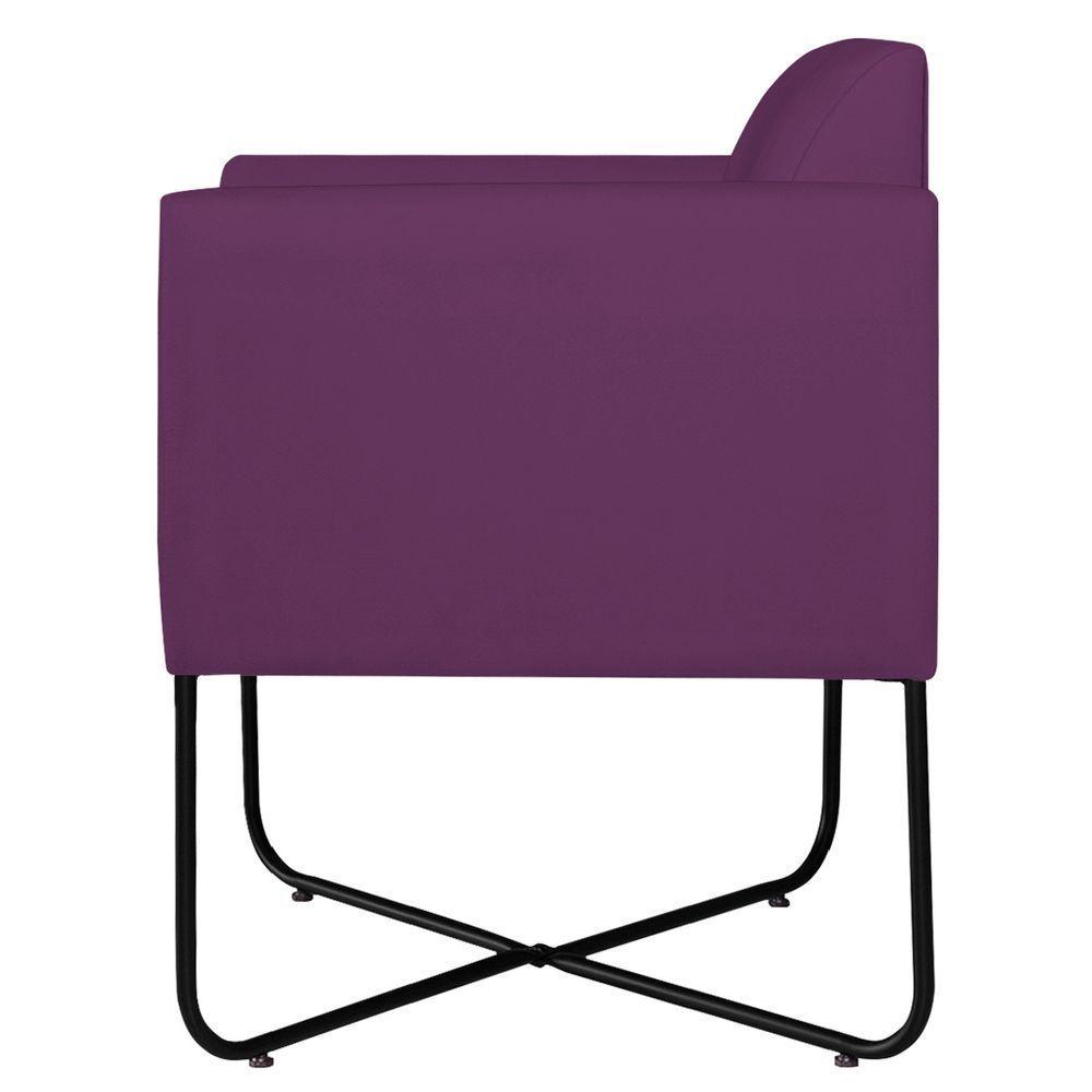 Kit 02 Poltronas Decorativas Andréia Base X Preta Suede Cor Roxo - 8