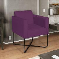 Kit 02 Poltronas Decorativas Andréia Base X Preta Suede Cor Roxo - 7