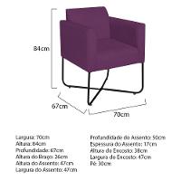 Kit 02 Poltronas Decorativas Andréia Base X Preta Suede Cor Roxo - 10