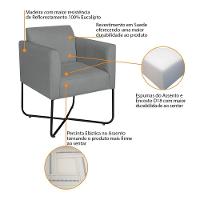 Kit 02 Poltronas Decorativas Andréia Base X Preta Suede Cor Cinza - 3