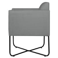 Kit 02 Poltronas Decorativas Andréia Base X Preta Suede Cor Cinza - 6