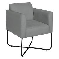 Kit 02 Poltronas Decorativas Andréia Base X Preta Suede Cor Cinza - 7