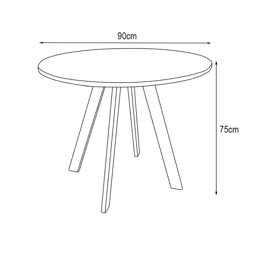 Mesa Reunião Eiffel Industrial 90cm Madeira Maciça Natural E Ferro Preto Com Caixa Usb Marrom - 3