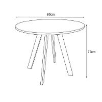 Mesa Eiffel Industrial 90cm Madeira Maciça Natural E Ferro Preto Com Caixa Para Tomada Marrom - 3