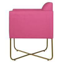 Kit 02 Poltronas Decorativas Andréia Base X Dourada Sintético Cor Pink - 5