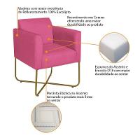 Kit 02 Poltronas Decorativas Andréia Base X Dourada Sintético Cor Pink - 9