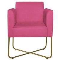 Kit 02 Poltronas Decorativas Andréia Base X Dourada Sintético Cor Pink - 11