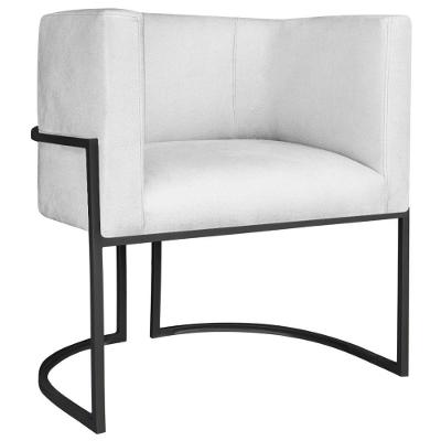 Poltrona Decorativa Luna Base De Ferro Preto Suede Cor Branco