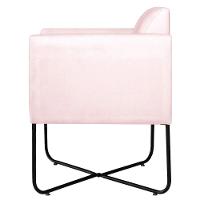 Poltrona Decorativa Andréia Base X Preta Suede Cor Rosa Bebê - 10