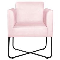 Poltrona Decorativa Andréia Base X Preta Suede Cor Rosa Bebê - 13